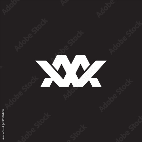 letter mv flat overlapping simple 3d logo vector