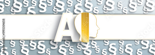 White Paragraphs Golden Paper Banner AI Gray Header