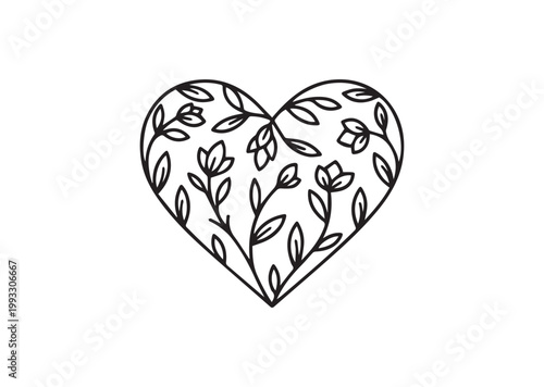 Floral Heart: A delicate floral design blossoms within the shape of a heart, embodying love and natural beauty in a simple yet elegant manner.