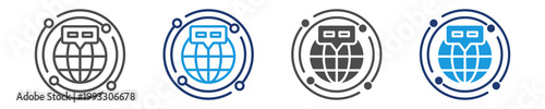 domain name system icon set multiple style
