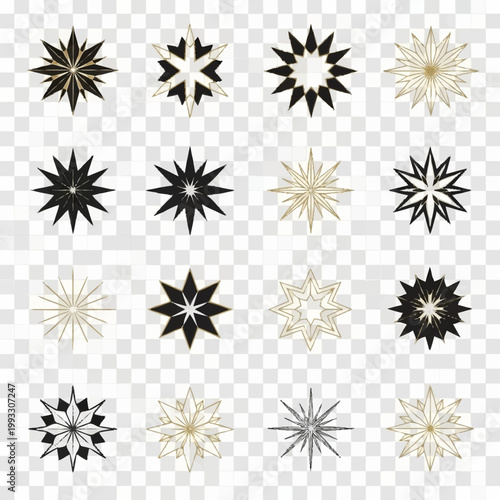 Collection of Starburst and Snowflake Graphic Elements.