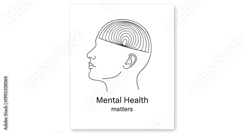 Mental health awareness, mind wellness, brain care, psychology symbol, vector illustration