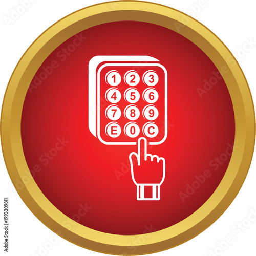 Hand pressing buttons on a numerical keypad for secure access entry