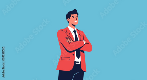 A man in a red blazer celebrates Juneteenth Day with arms crossed