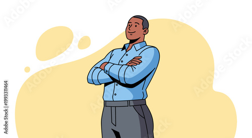 Man celebrates Juneteenth Day with arms crossed in a thoughtful pose