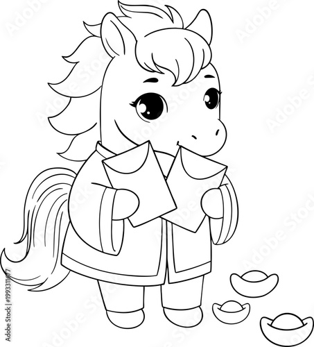 Cute Horse with Chinese New Year