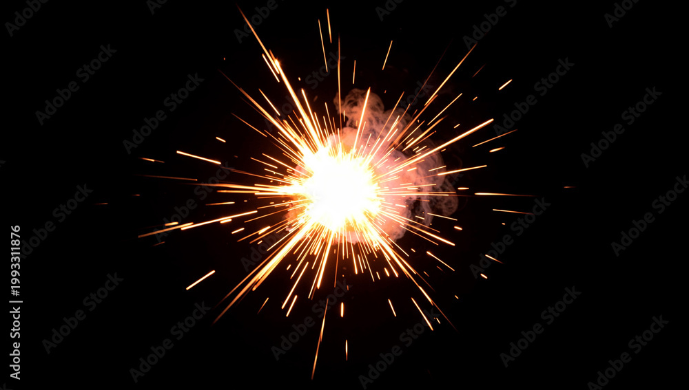 Fototapeta premium A stunning view of fireworks with bright sparks against a dark sky.