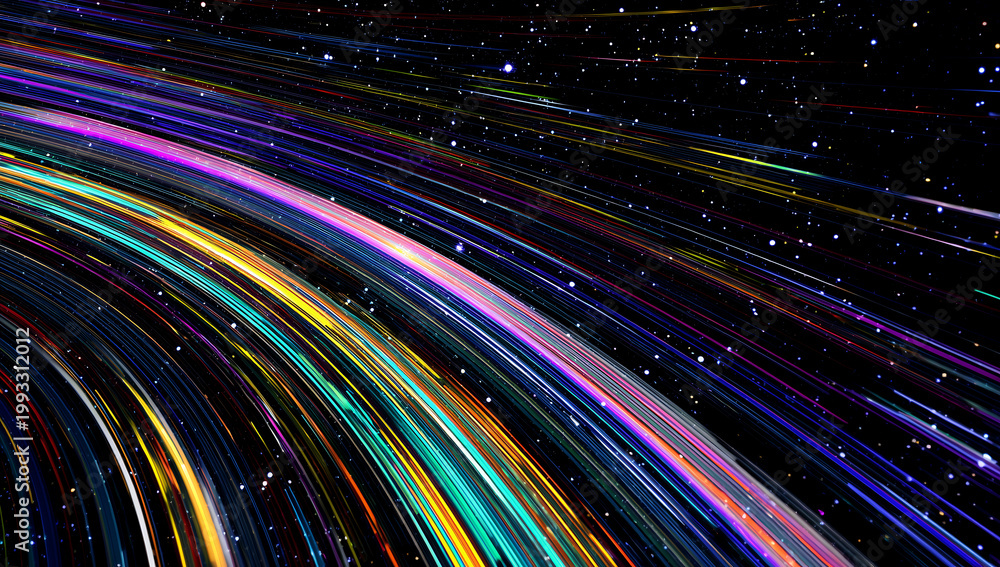 Obraz premium Vibrant colorful light trails in space.
