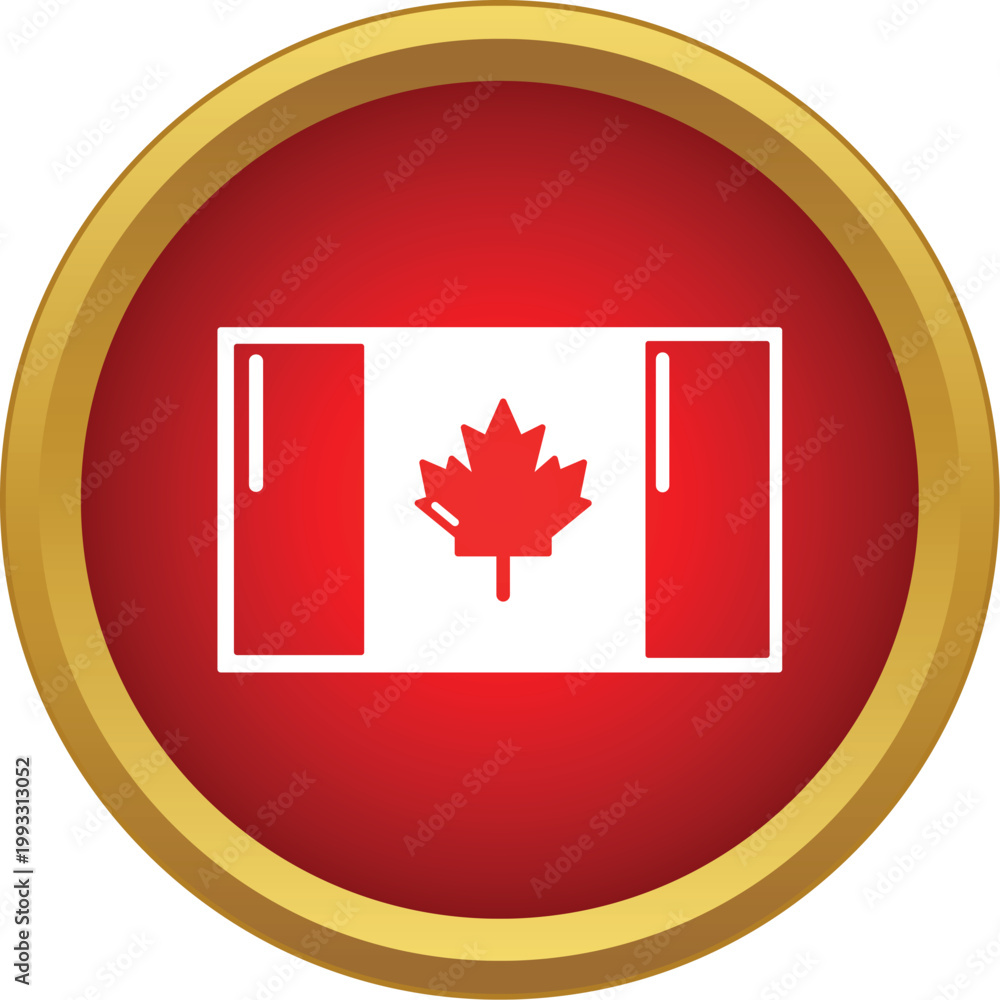 Obraz premium Canada flag with a maple leaf symbol shown in a red circle icon