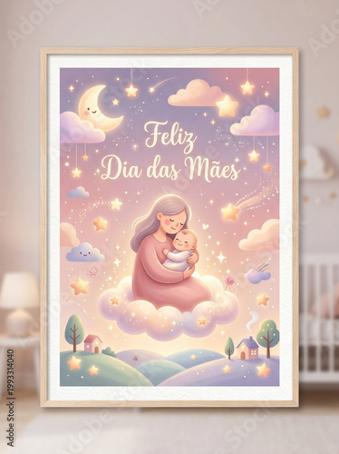 Mother and child illustration for mothers happy