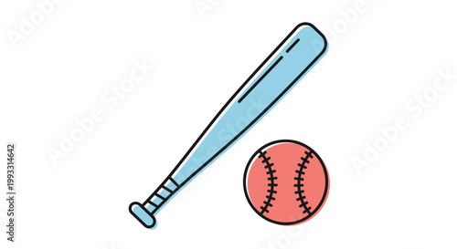 Baseball Bat and Red Ball.