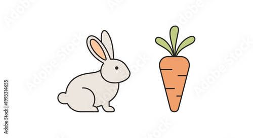 White rabbit sitting next to carrot.