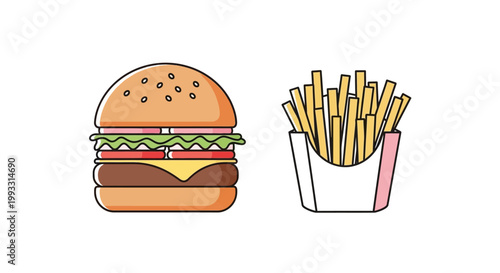 Hamburger and french fried potatoes.