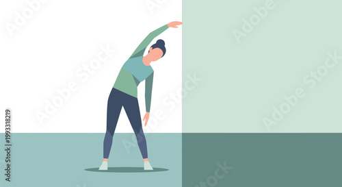 Woman stretching her body, engaging in a healthy and active lifestyle.