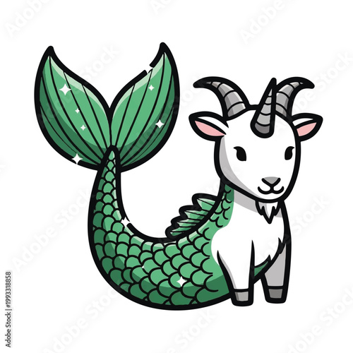 Goat mermaid cartoon fantasy creature.