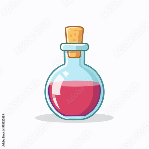 Cartoon Potion Bottle with Red Liquid and Cork Stopper