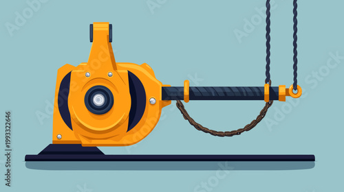 A geometric illustration of industrial instrument, featuring a lever mechanism and supporting structures