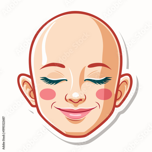 Bald Woman with Closed Eyes and Smiling Face
