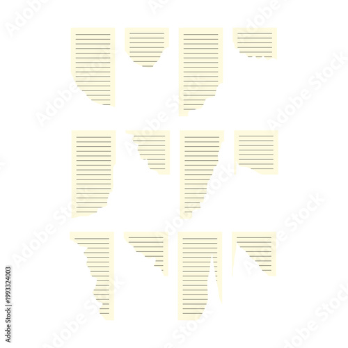 Torn lined paper note with irregular ripped edge illustration