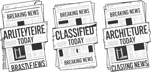 Three newspapers with headlines breaking news classified architecture and brass views today