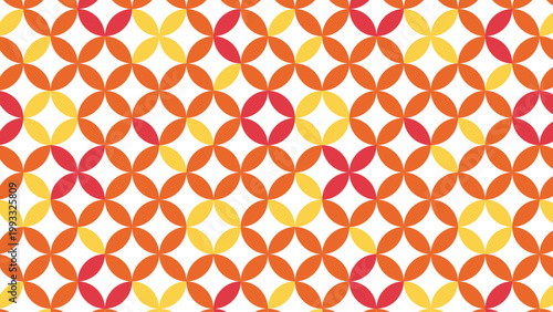 カラフルな七宝繋ぎのパターン　縁起の良い和柄　和風の背景装飾イラスト　日本の伝統文様　吉祥
