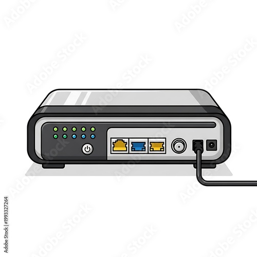 Router with cable connected front.