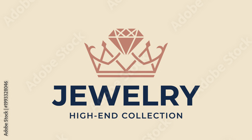 Elegant Jewelry High-End Collection Logo with Diamond Crown.