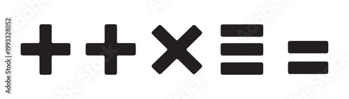 Mathematics symbols plus multiplication equal signs on transparent background vector.