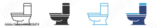 Toilet bathroom icons set, Restroom sanitation symbols, WC hygiene icons, Bathroom fixture vector icons, Sanitary toilet symbols