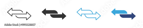 Double arrow icons set, Bidirectional arrows symbols, Two way direction icons, Swap navigation arrows, Opposite direction vector icons
