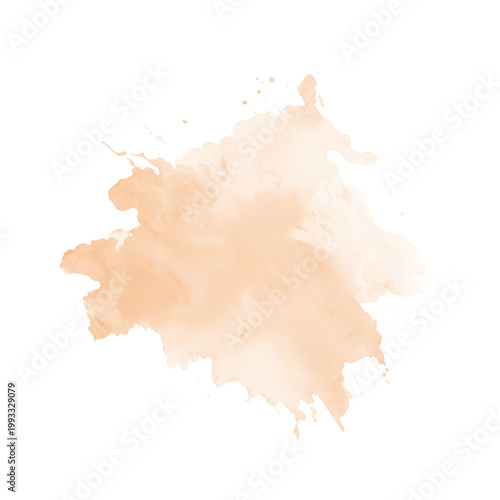 Peach hand drawn watercolor splash abstract paper texture, soft translucent washes with warm pastel tones, irregular edges and subtle pigment blooms, visible natural paper grain