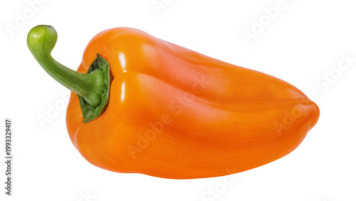 Fotografie Bright orange bell pepper with green stem and calyx