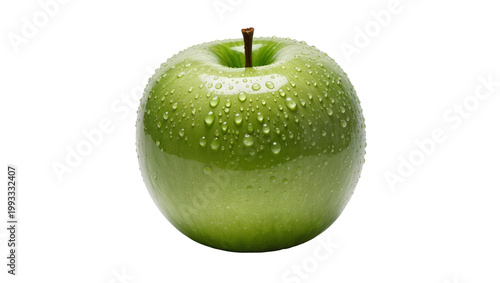 Billede på lærred Green Granny Smith Apple Covered with Water Droplets