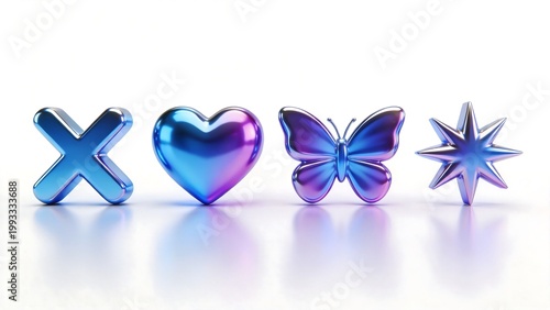 Glossy symbols on reflective surface