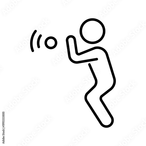 Ball player icon. Sports and ball sport line symbol. Black and white.