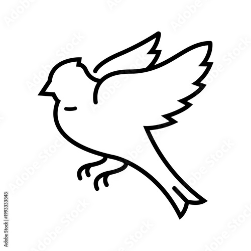 Bird flight icon. Animals and wild bird line symbol. Black and white.