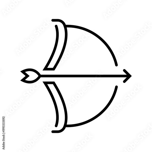 Bow arrow icon. Sports and archery line symbol. Black and white.