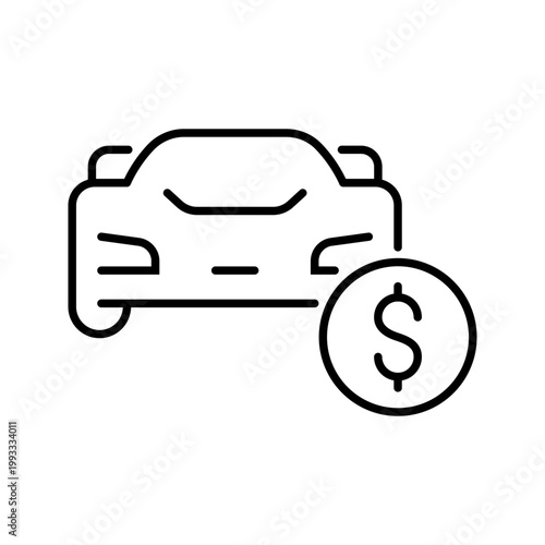 Car race bet icon. Sports and sports betting line symbol. Black and white.