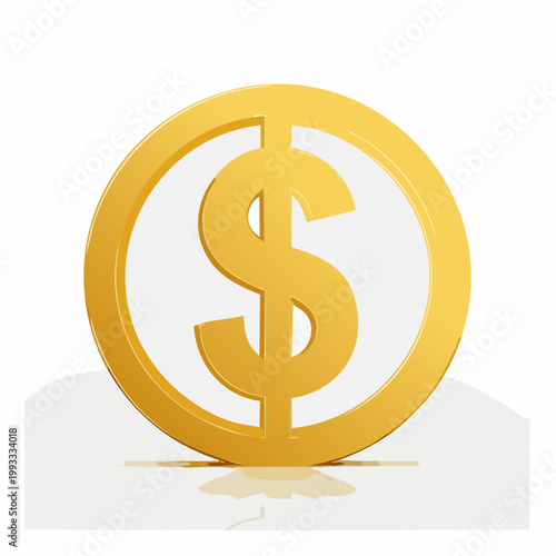 Golden Dollar Coin with Reflection