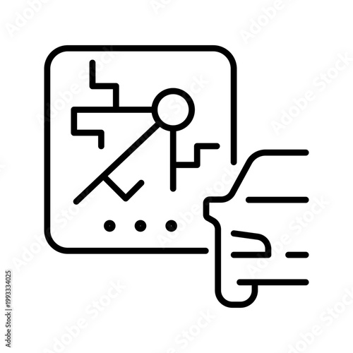 Car sharing icon. Transportation and car sharing line symbol. Black and white.