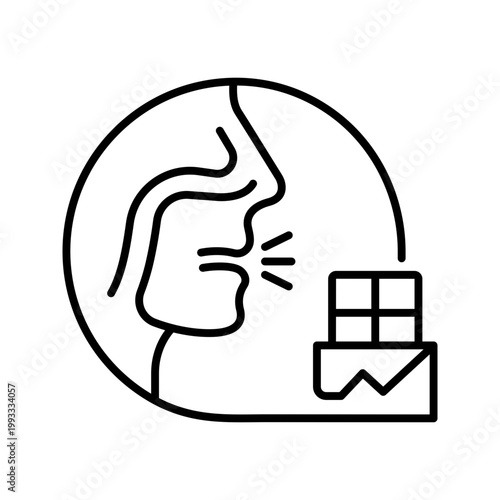 Chocolate allergy icon. Healthcare and food allergy line symbol. Black and white.