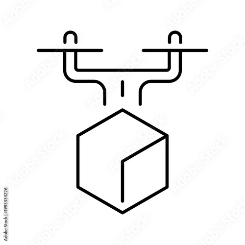 Drone delivery icon. Industry and logistics line symbol. Black and white.