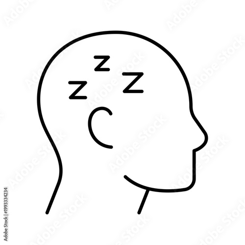 Drowsiness icon icon. Healthcare and sleep line symbol. Black and white.