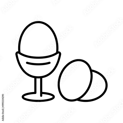 Egg cup icon. Food and breakfast line symbol. Black and white.