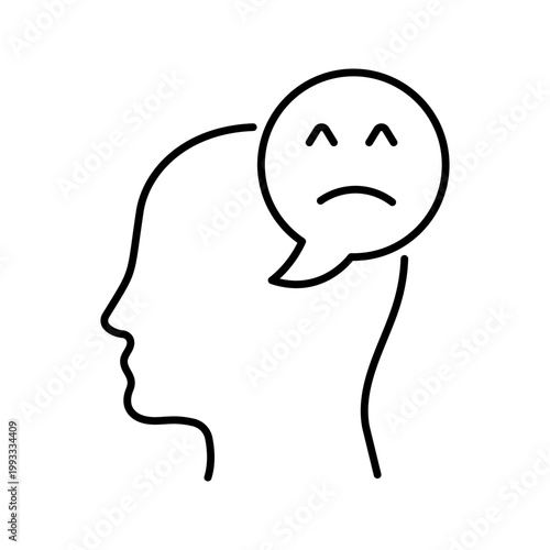 Head pain icon. Healthcare and neurology line symbol. Black and white.