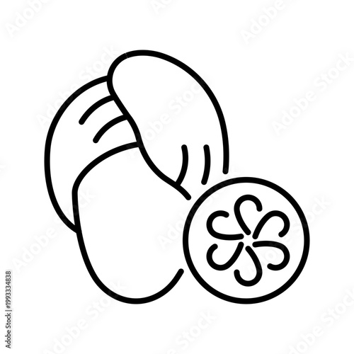 Spa facial icon. Healthcare and skincare line symbol. Black and white.