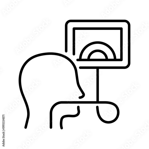 Stomach endoscopy icon. Healthcare and gastroenterology line symbol. Black and white.