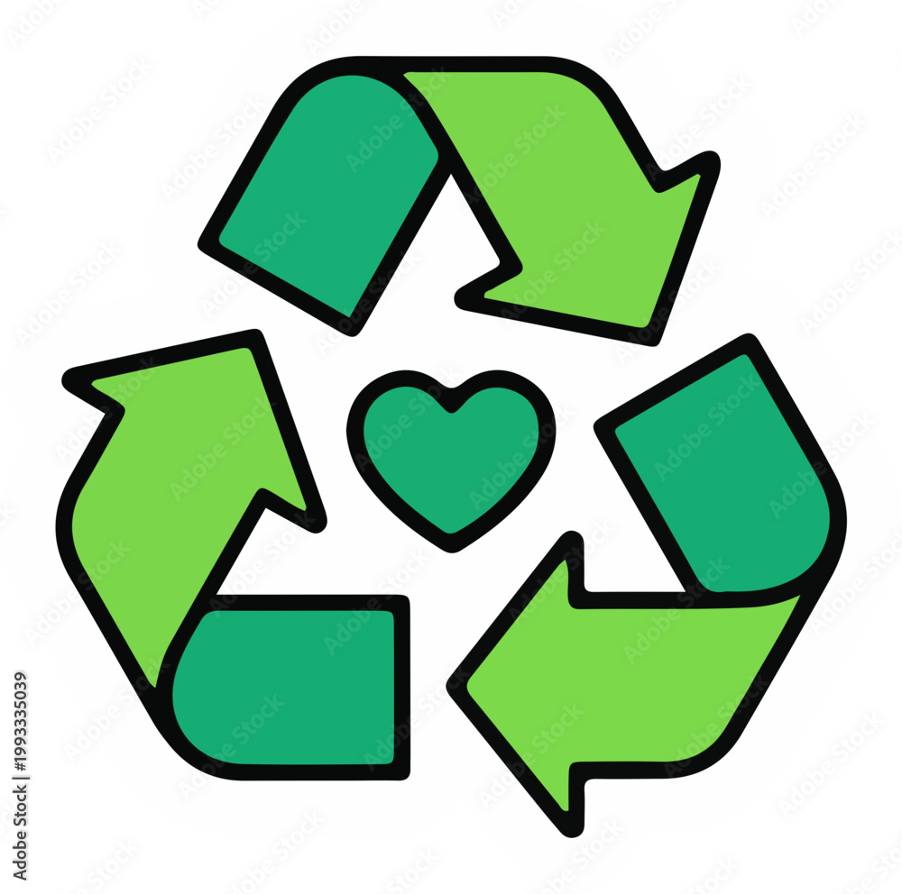 Fototapeta premium Recycle Symbol with Heart A Green Eco-Friendly Design for Environmental Care
