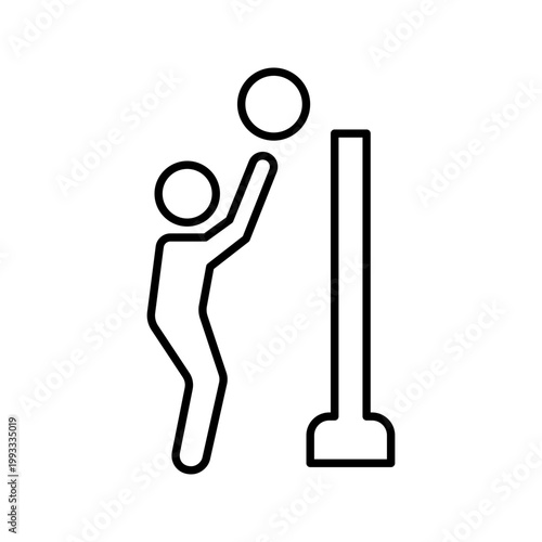 Volleyball player icon. Sports and volleyball line symbol. Black and white.
