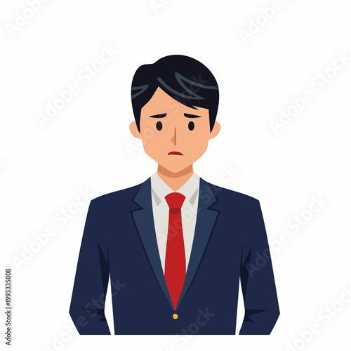 困った表情のビジネスマンのフラットイラスト